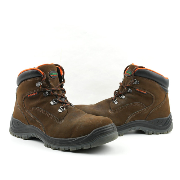 Hytest Work Boots Mens 8.5 W Knox K13751 Lace Up Steel Toe Waterproof Brown - Picture 3 of 11